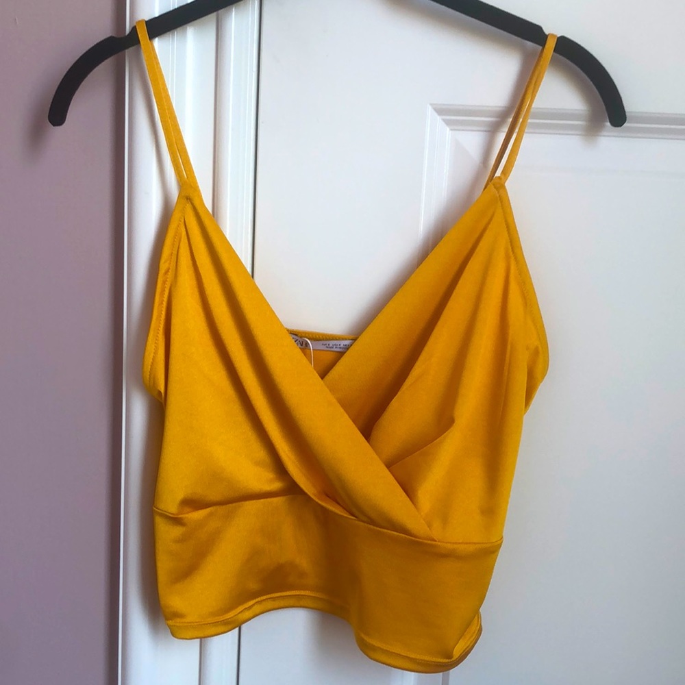 Golden cow neck tank top